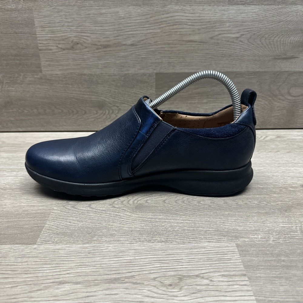 Clarks Unstructured Shoes Womens 10N Casual Side Zip Loafer Blue Leather - Picture 6 of 12